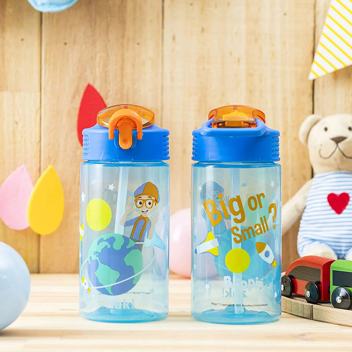 16 oz Pack of 2 Kids Water Bottle with Spout Cover and Carrying Loop L576366
