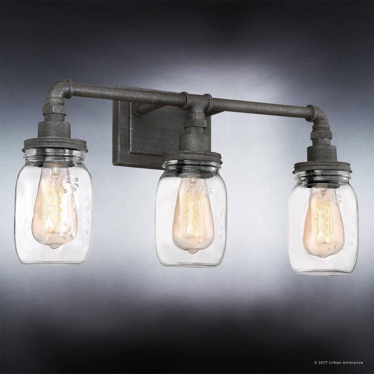 Industrial Bathroom Light, Medium Size, Antique Black R3981