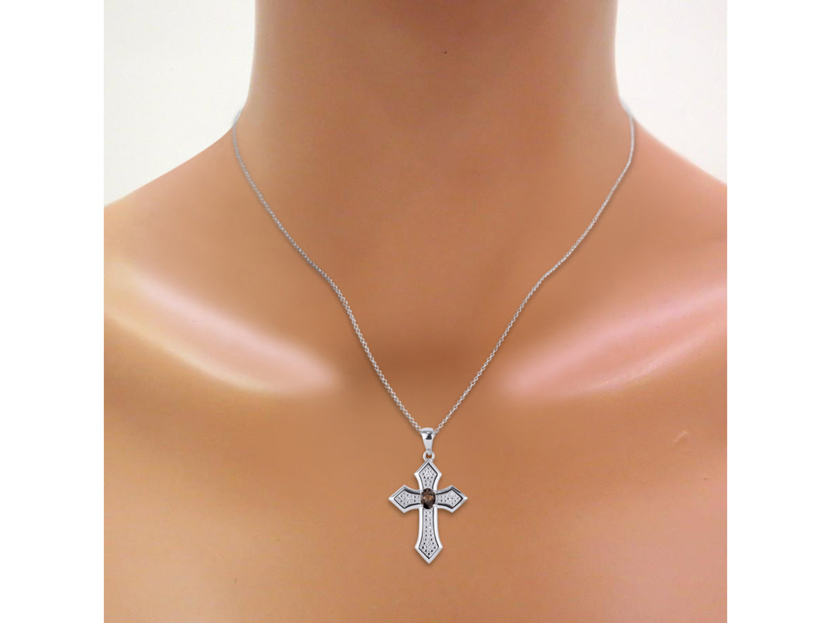 White Gold 14K Cross Necklace with 18" Chain A477832