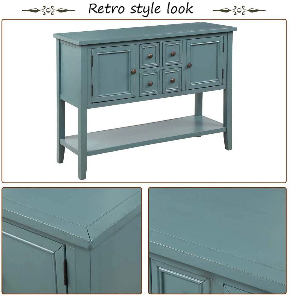 Console Table with Storage Drawers Cabinets and Bottom Shelf B800953