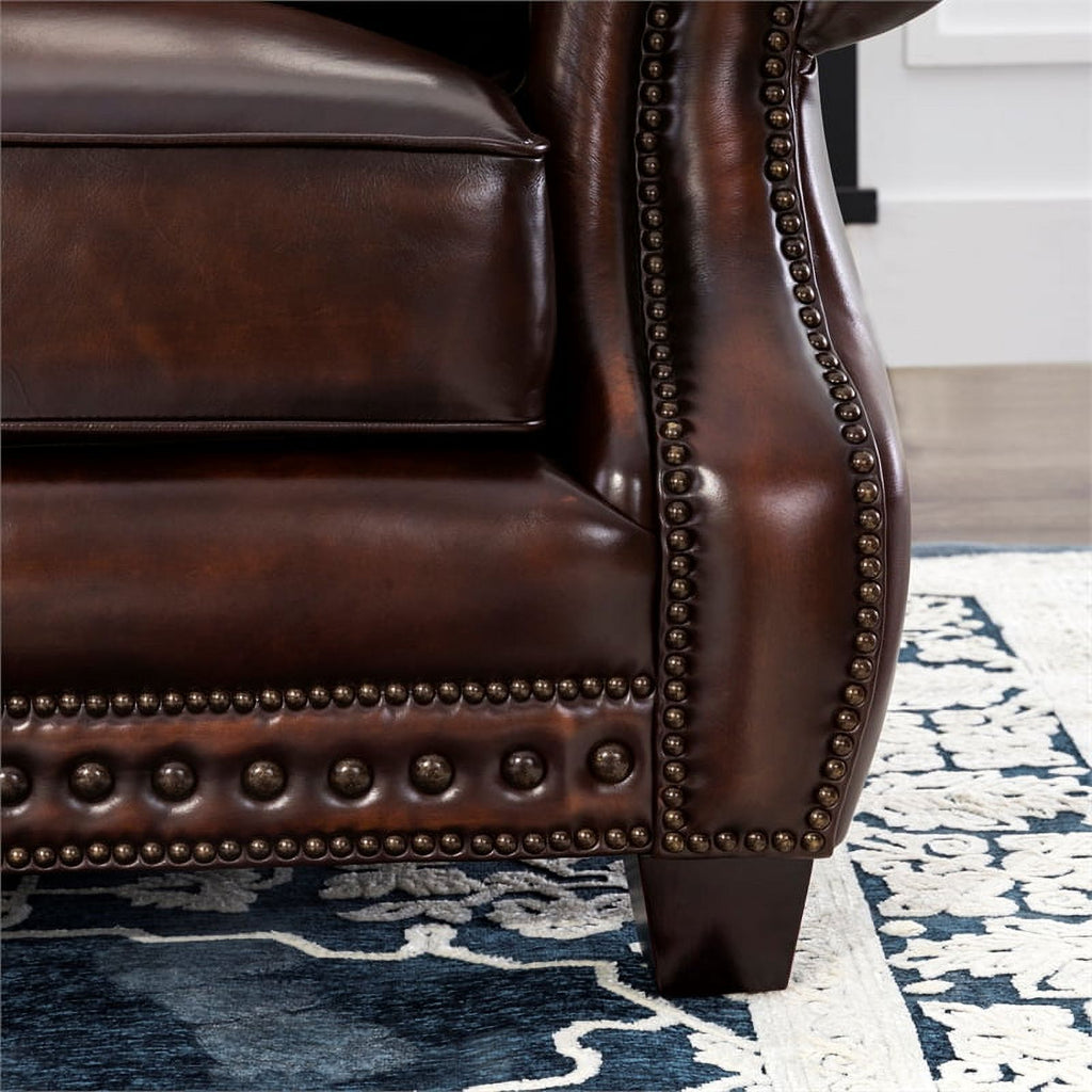 Brown Leather Chair With Nailheads Q582003