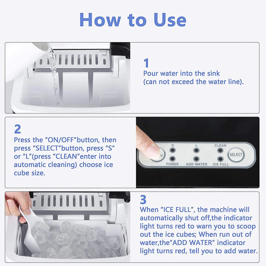 Portable Ice Maker with 2 Optional Ice Cube Sizes P171627