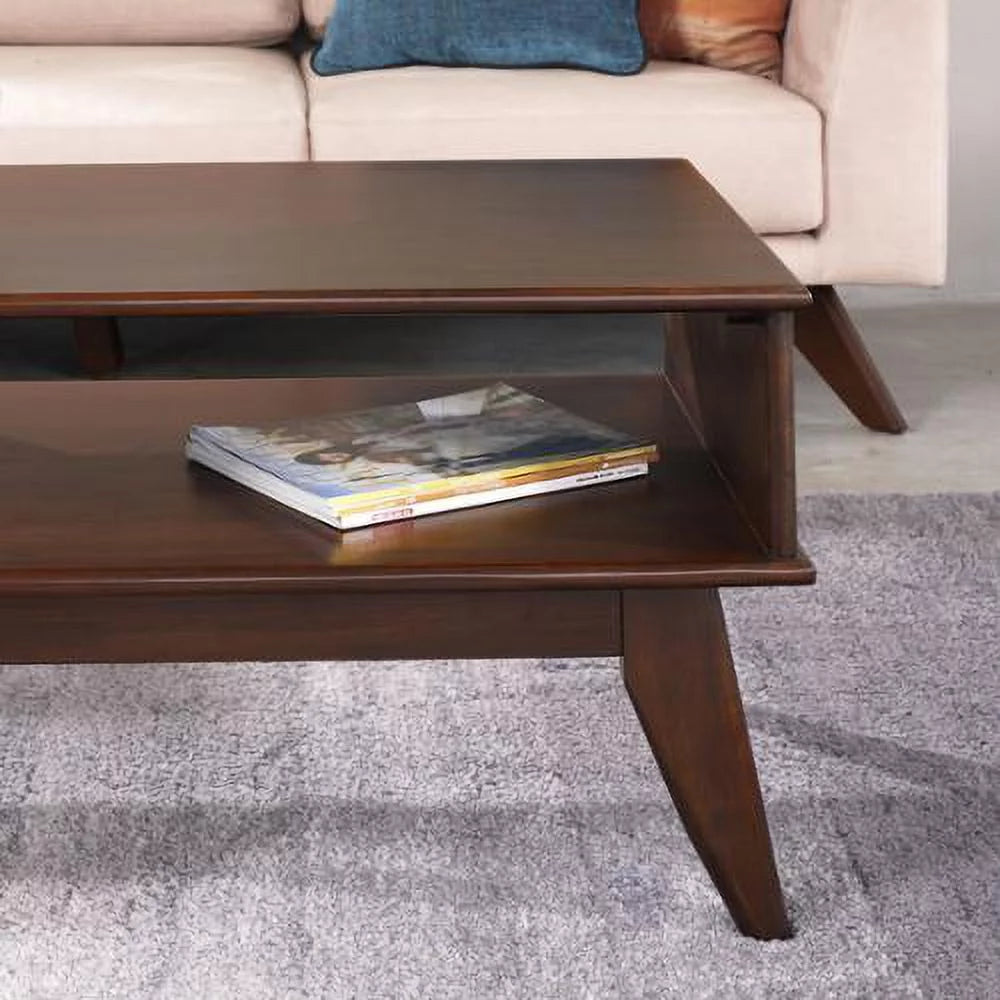 Solid Hardwood 48 Inch Wide Rectangle Mid Century Modern Coffee Table E30664