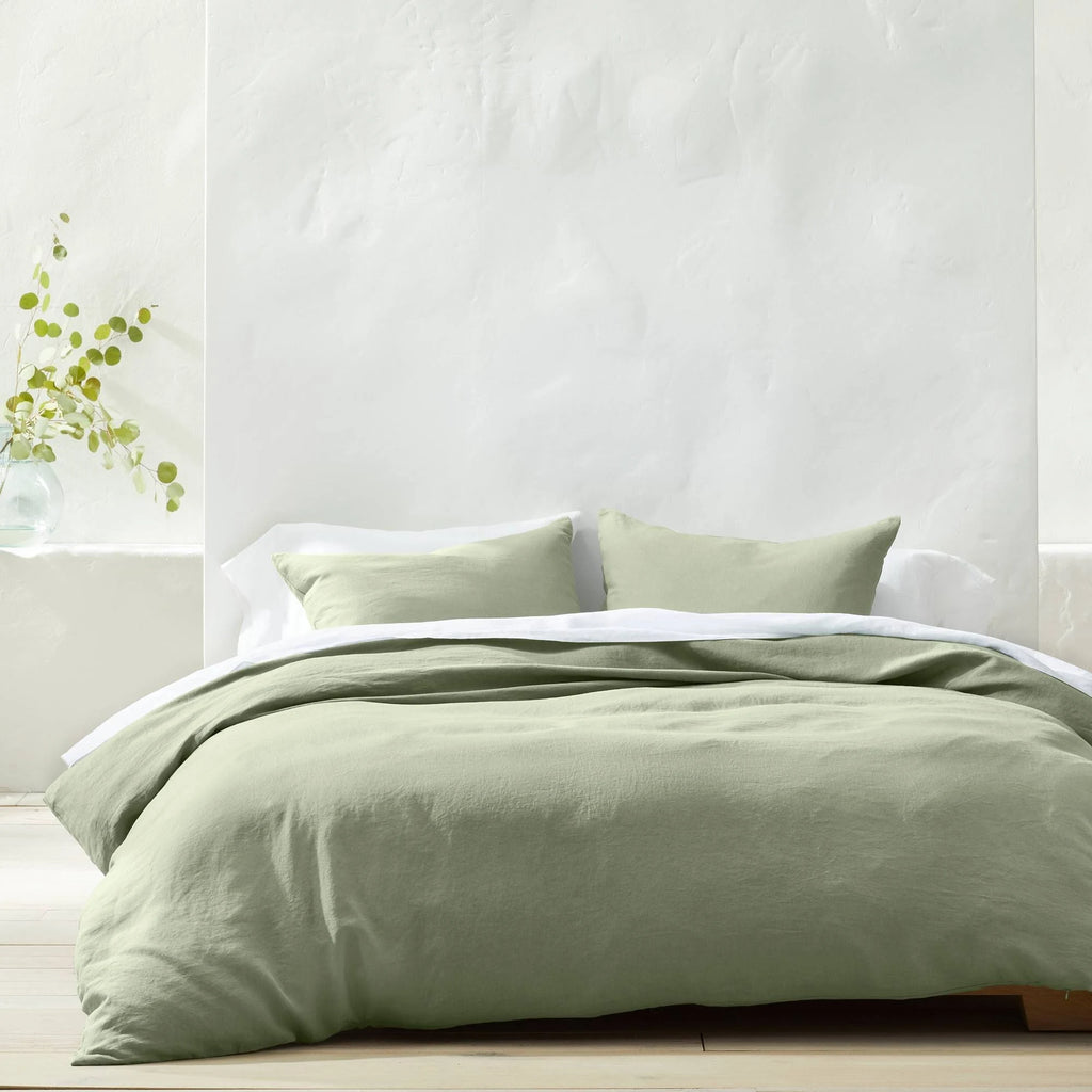 Sage Green Linen Duvet and Sham Set P612361