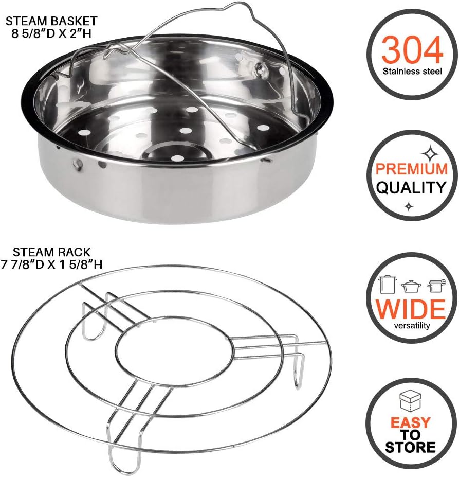 Stainless Steel 6-quart Electric Pressure Cooker Steam Rack Steamer Basket Insert Set R741044