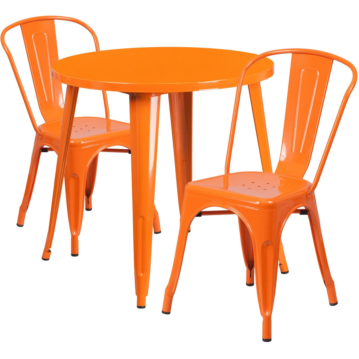 Round Metal Indoor-Outdoor Table Set with 2 Cafe Chairs B299893