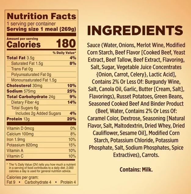 9.5 oz Frozen Beef Merlot Meal, Pack of 6 L36882