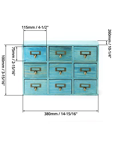 Blue Wooden 9 Drawer Desk Drawer Organizer S5320