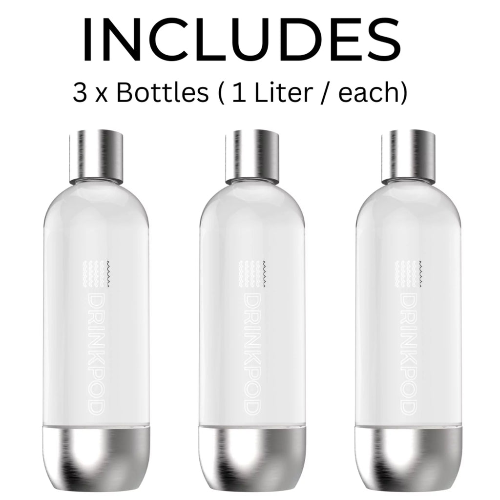 Stainless Steel Sparkling Water Machine with 1 CO2 Cylinder and 3 Bottles F6605