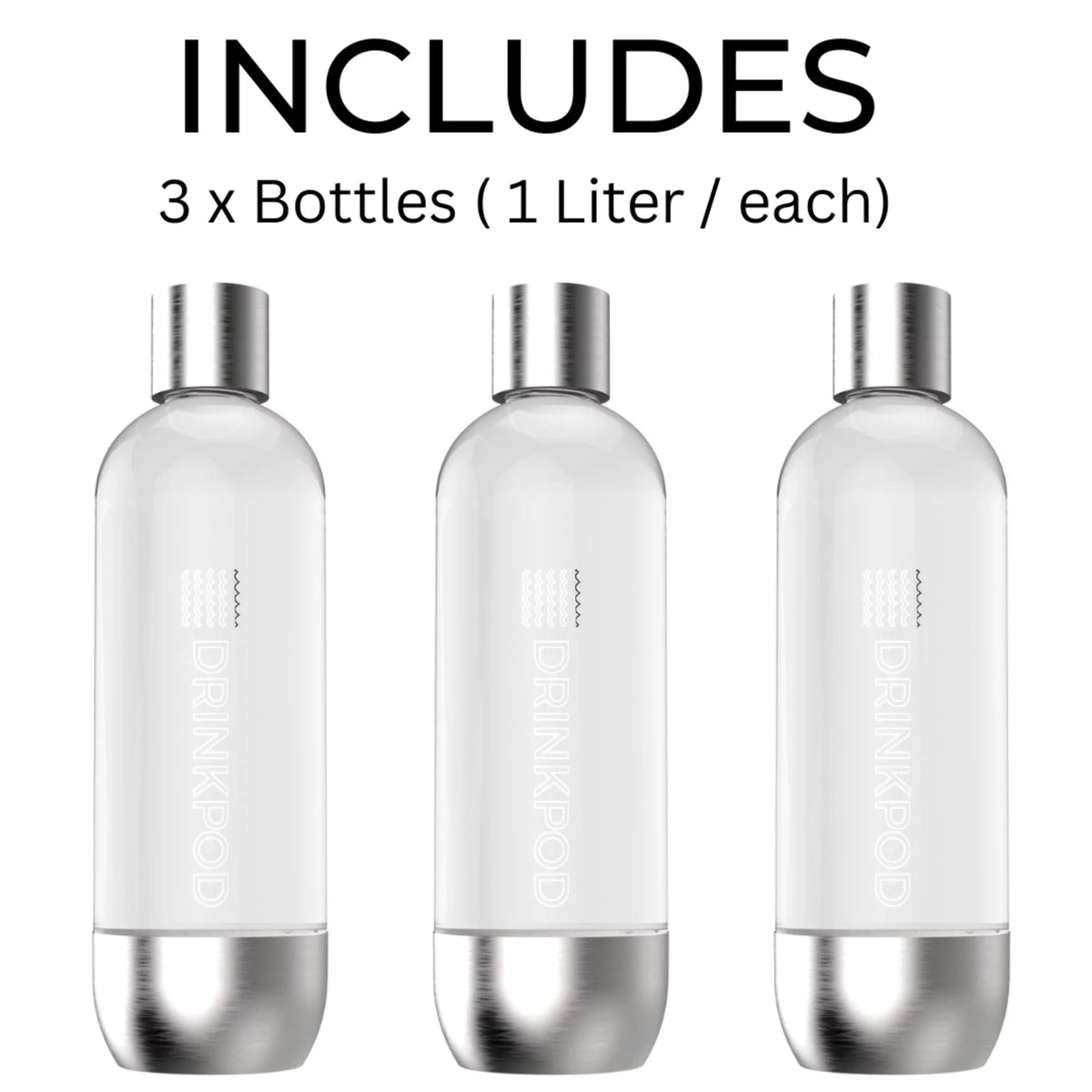 Stainless Steel Sparkling Water Machine with 1 CO2 Cylinder and 3 Bottles F6605