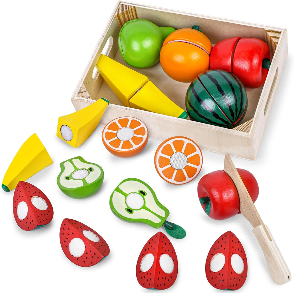 Wooden Play Food Set with Wooden Tray P968316