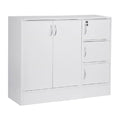 White Wooden Bookcase with 5 Doors 3 Shelves I423