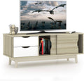 Oak Wood TV Stand with 2 Drawers and 2 Sliding Doors G13239