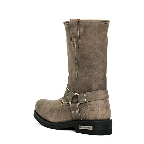 Stone Wash Brown 11-inch Tall Harness Leather Boots P288