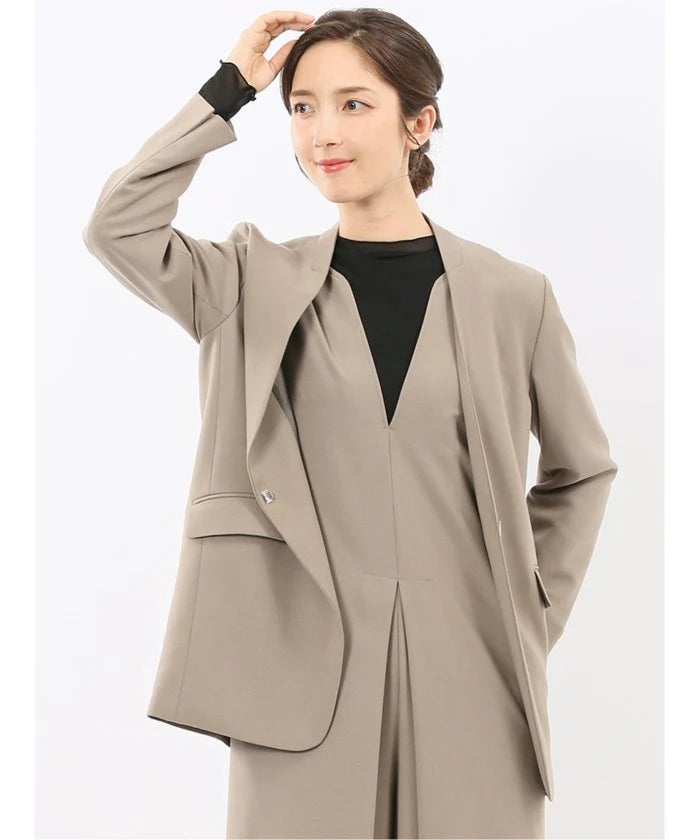 Stretch Washable Woolish No Collar Jacket L8867