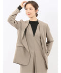 Stretch Washable Woolish No Collar Jacket L8867