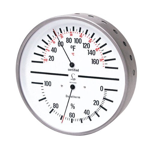 Humidity and Temperature Dial Indicator with White Face and Stainless Steel Case G1070