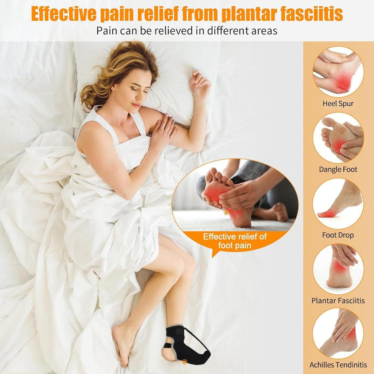 Black Plantar Fasciitis Night Splint Brace (Small) P875930