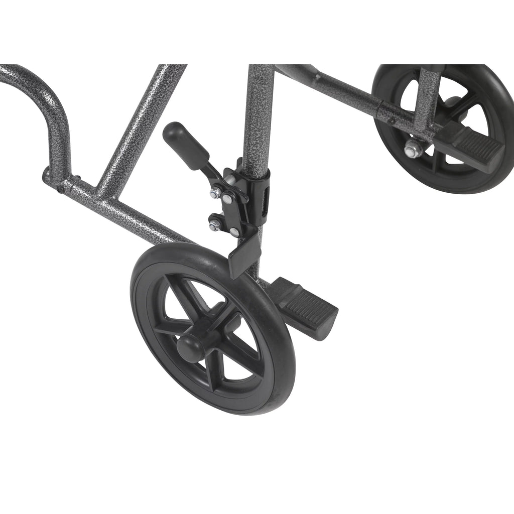 Lightweight Steel Transport Wheelchair, Fixed Full Arms, 19" Seat B52977