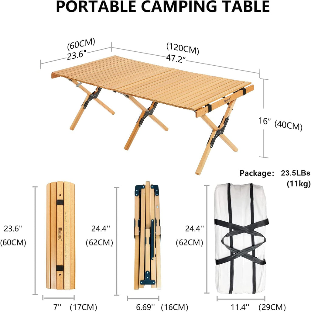 4ft Folding Wood Picnic Table with Carry Bag M3693