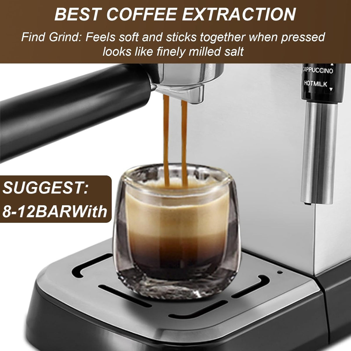 15 Bar Espresso Machine with Milk Frother Steamer G62027