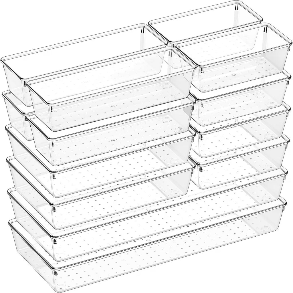 14 PCS Clear Plastic Drawer Organizer Set W229176