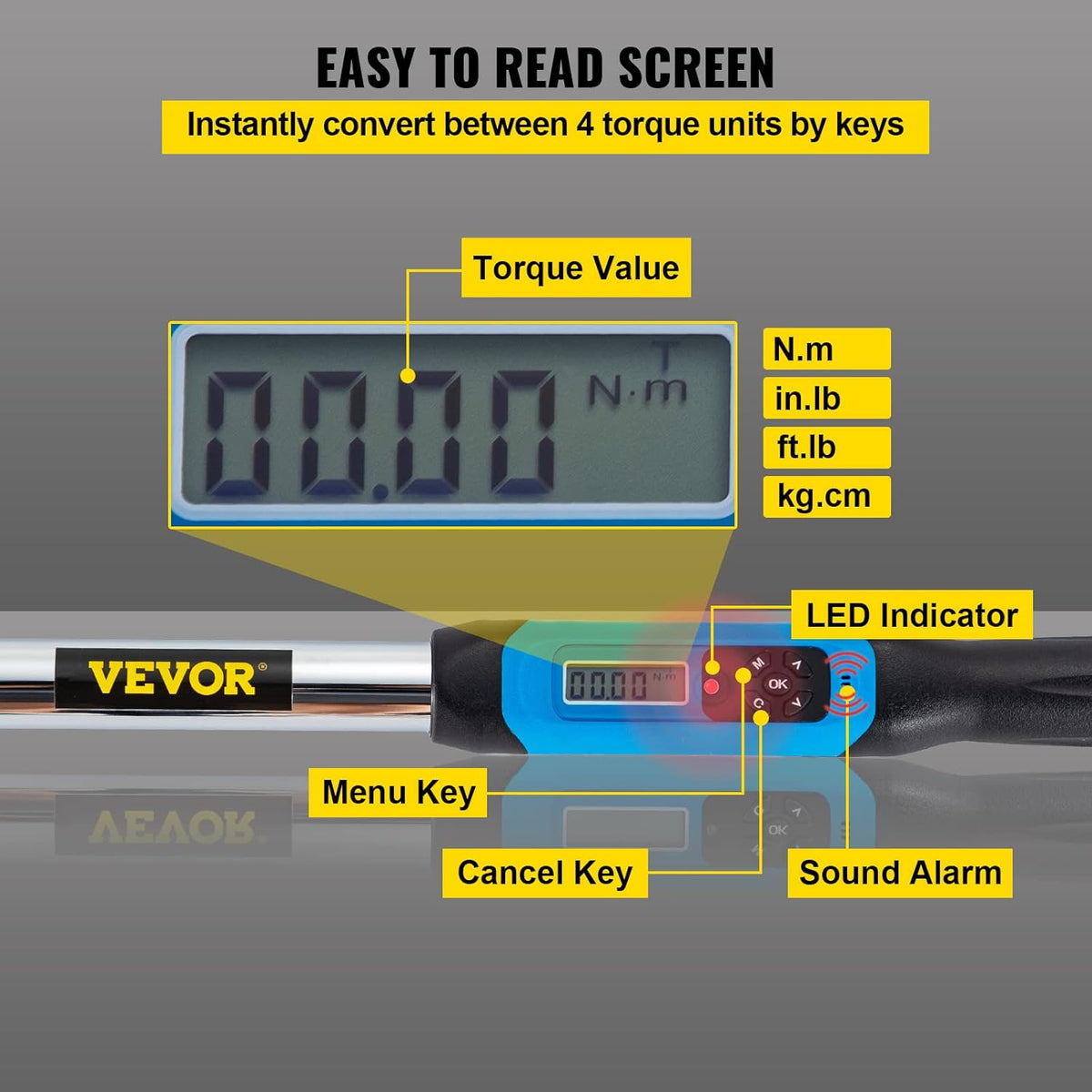 1/2 Drive Digital Torque Wrench 5-99.5 ft-lbs with Socket Set & Case L67706