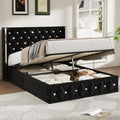 Black Velvet Full Size Lift Up Storage Bed Frame Y4338