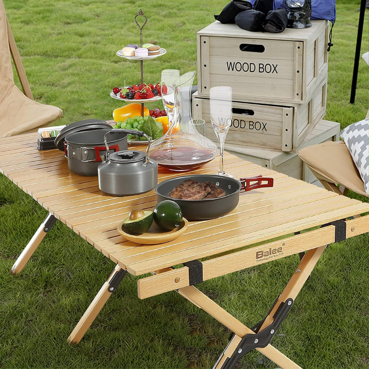 4ft Folding Wood Picnic Table with Carry Bag M3693