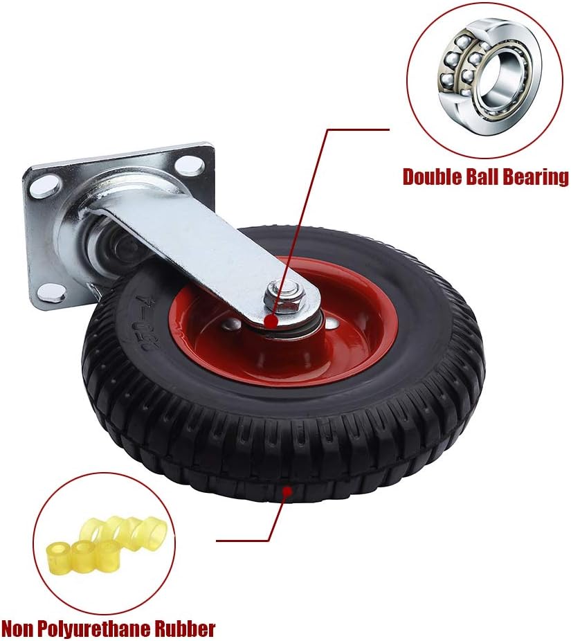 8 inch Black Rubber Swivel Casters F832818
