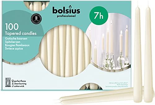 Ivory Taper Candles 100 Count 10 Inch Cotton Wick Z6277