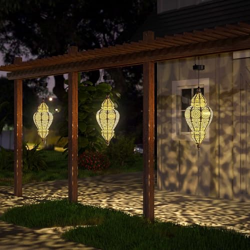 Gold Plastic Solar Hanging Lantern G96162
