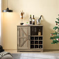 Gray Wash Farmhouse Coffee Bar Cabinet with Drawer and Sliding Barn Door M986682