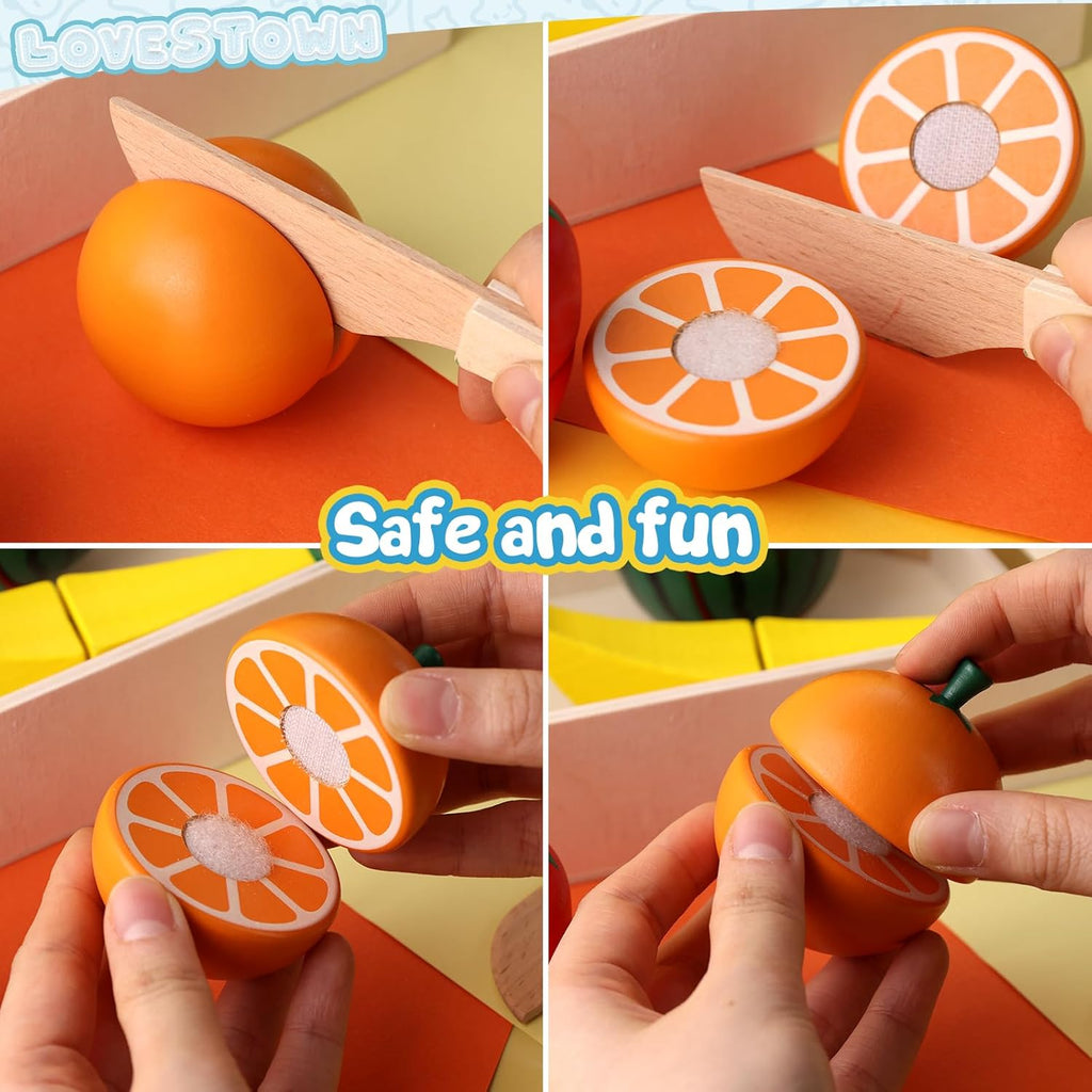 Wooden Play Food Set with Wooden Tray P968316