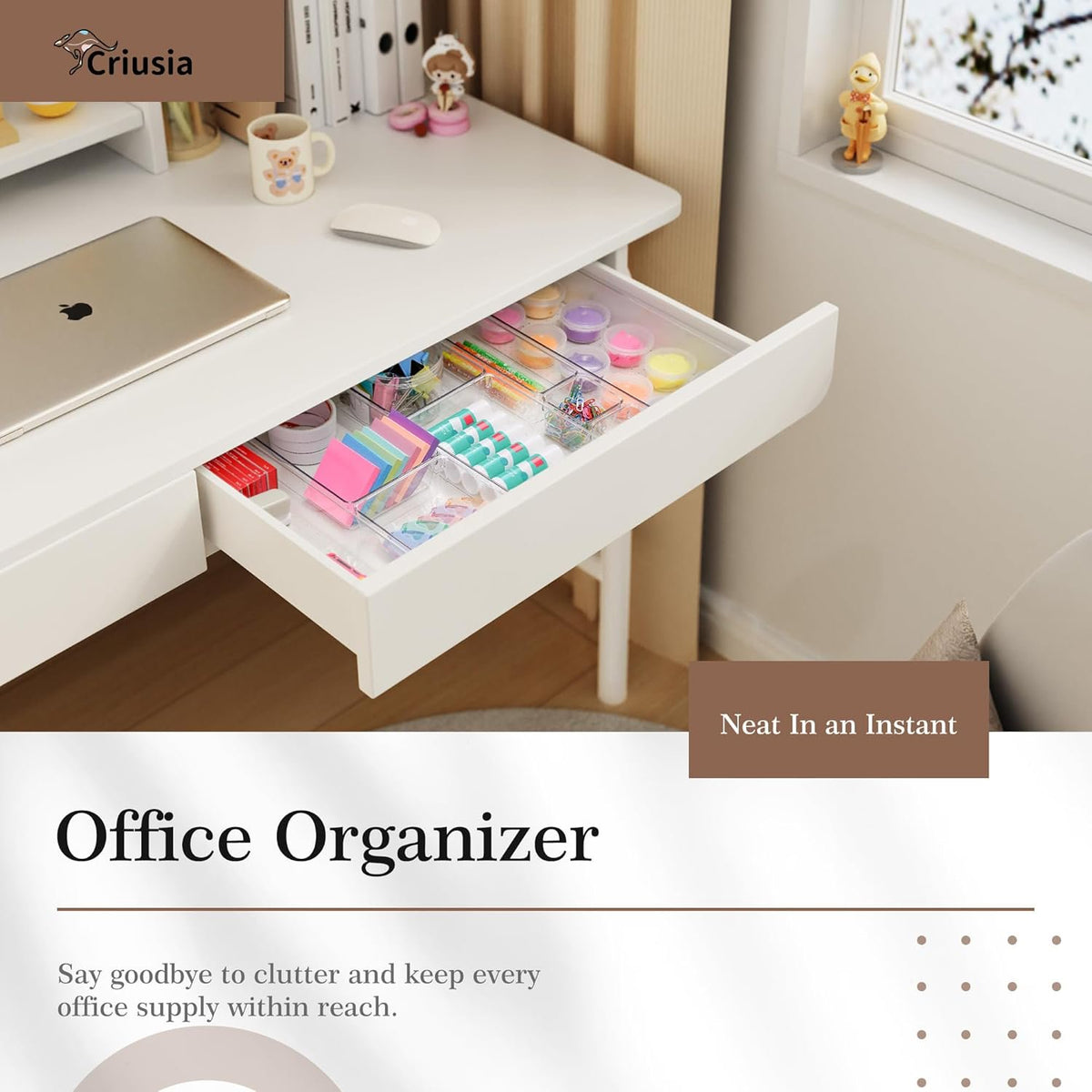 14 PCS Clear Plastic Drawer Organizer Set W229176