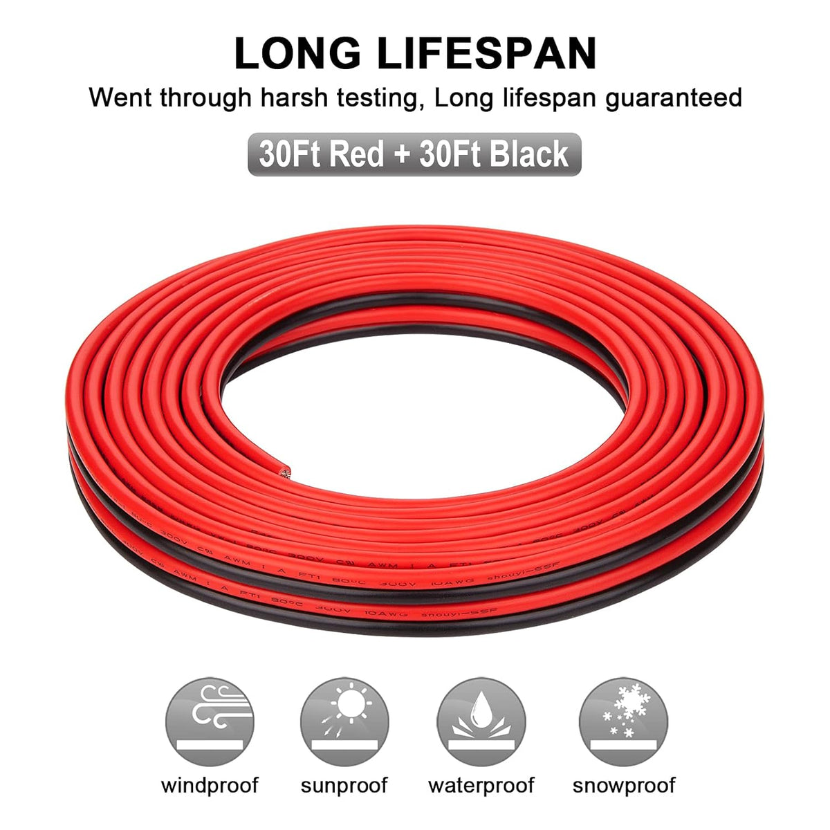 10 Gauge Tinned Copper Low Voltage Electrical Wire 100 FT W90042