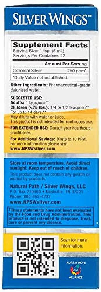 Colloidal Silver Bottle 8Oz 250PPM with Dropper 2Oz C7747