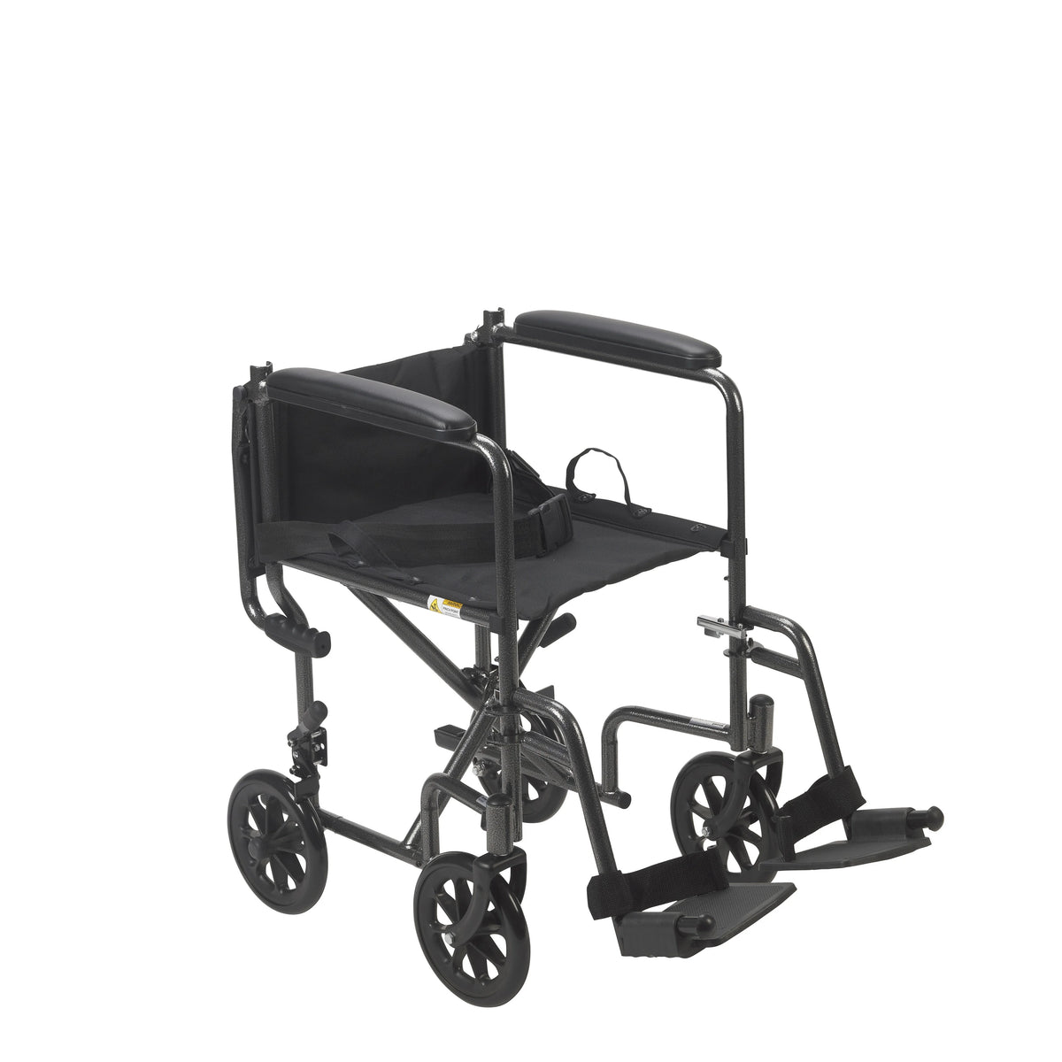 Lightweight Steel Transport Wheelchair, Fixed Full Arms, 19" Seat B52977
