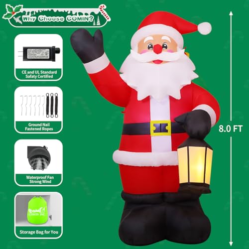 8 FT Inflatable Waving Santa Claus with Built-in LEDs K742336