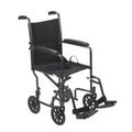 Lightweight Steel Transport Wheelchair, Fixed Full Arms, 19" Seat B52977