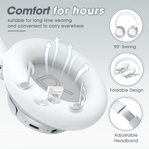 Hybrid Active Noise Cancelling Headphones with Transparent Modes, 70H Playtime Bluetooth Wireless with Mic, 3.5MM Cable, Soft Earpads, Fast Charging, Black Q29526