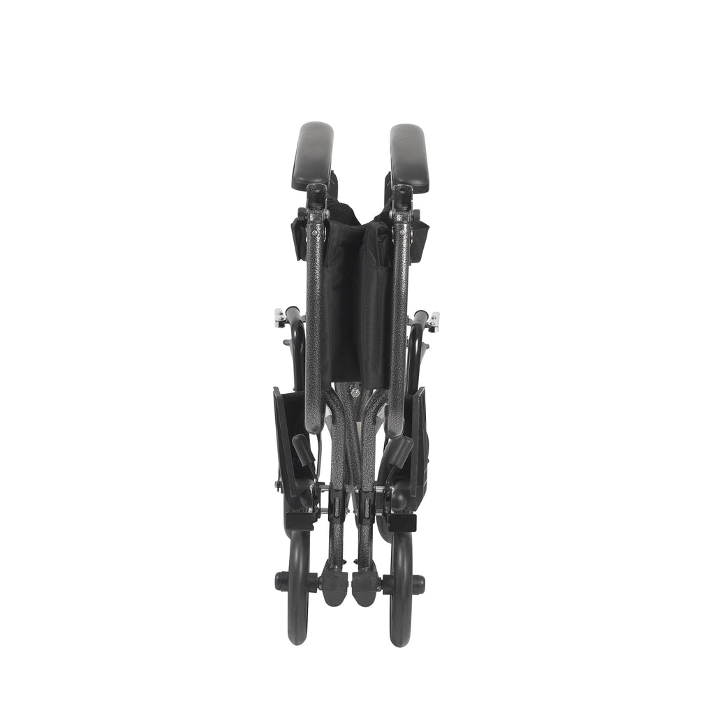 Lightweight Steel Transport Wheelchair, Fixed Full Arms, 19" Seat B52977