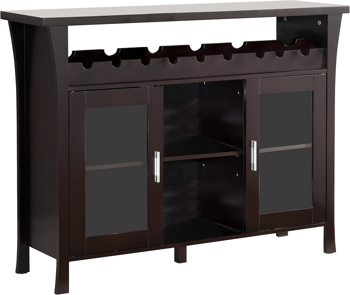 Espresso Wine Rack Buffet Server Console Table with Glass Doors Z36877