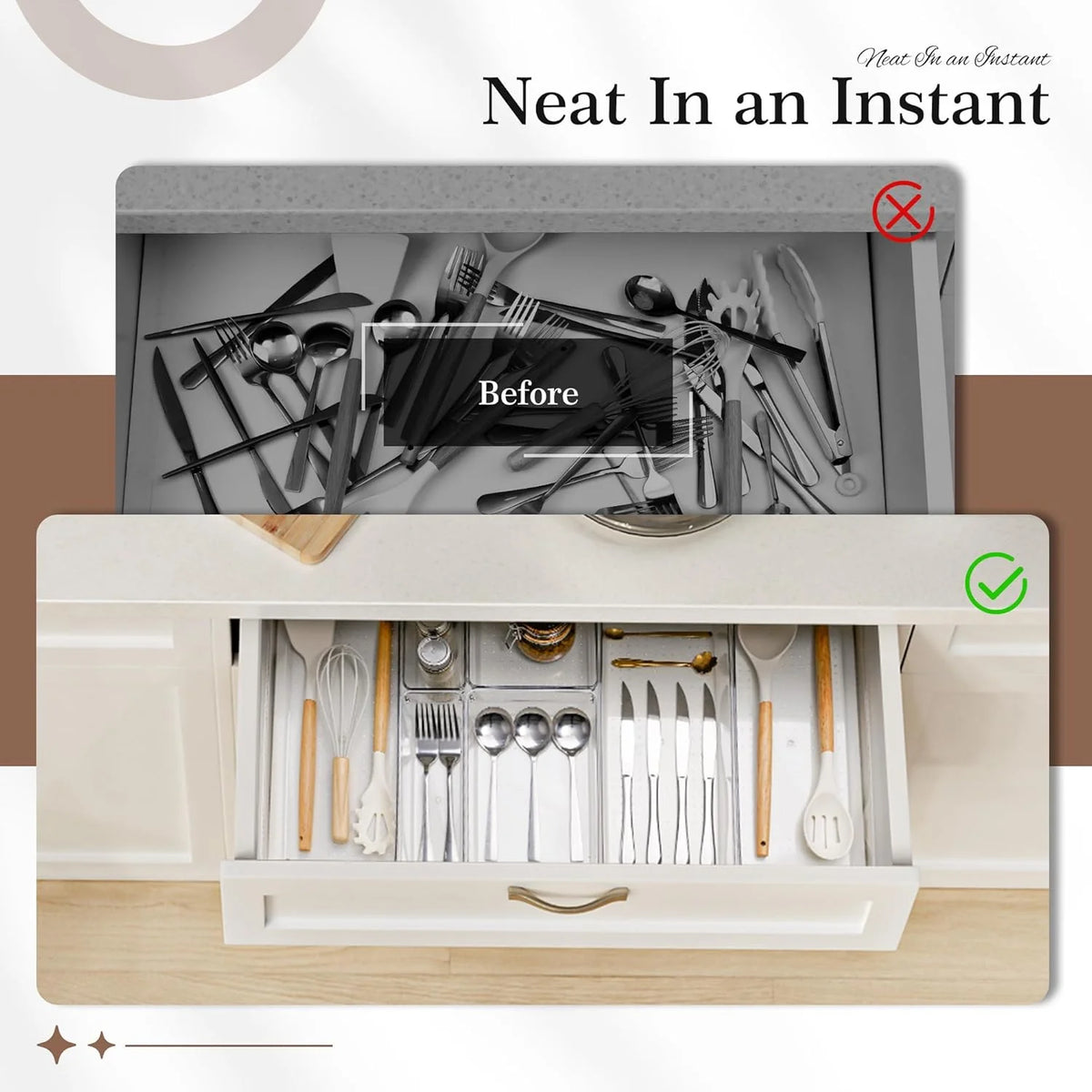 14 PCS Clear Plastic Drawer Organizer Set W229176