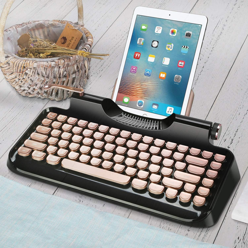 Black Mechanical Wired & Wireless Keyboard with Tablet Stand D4168