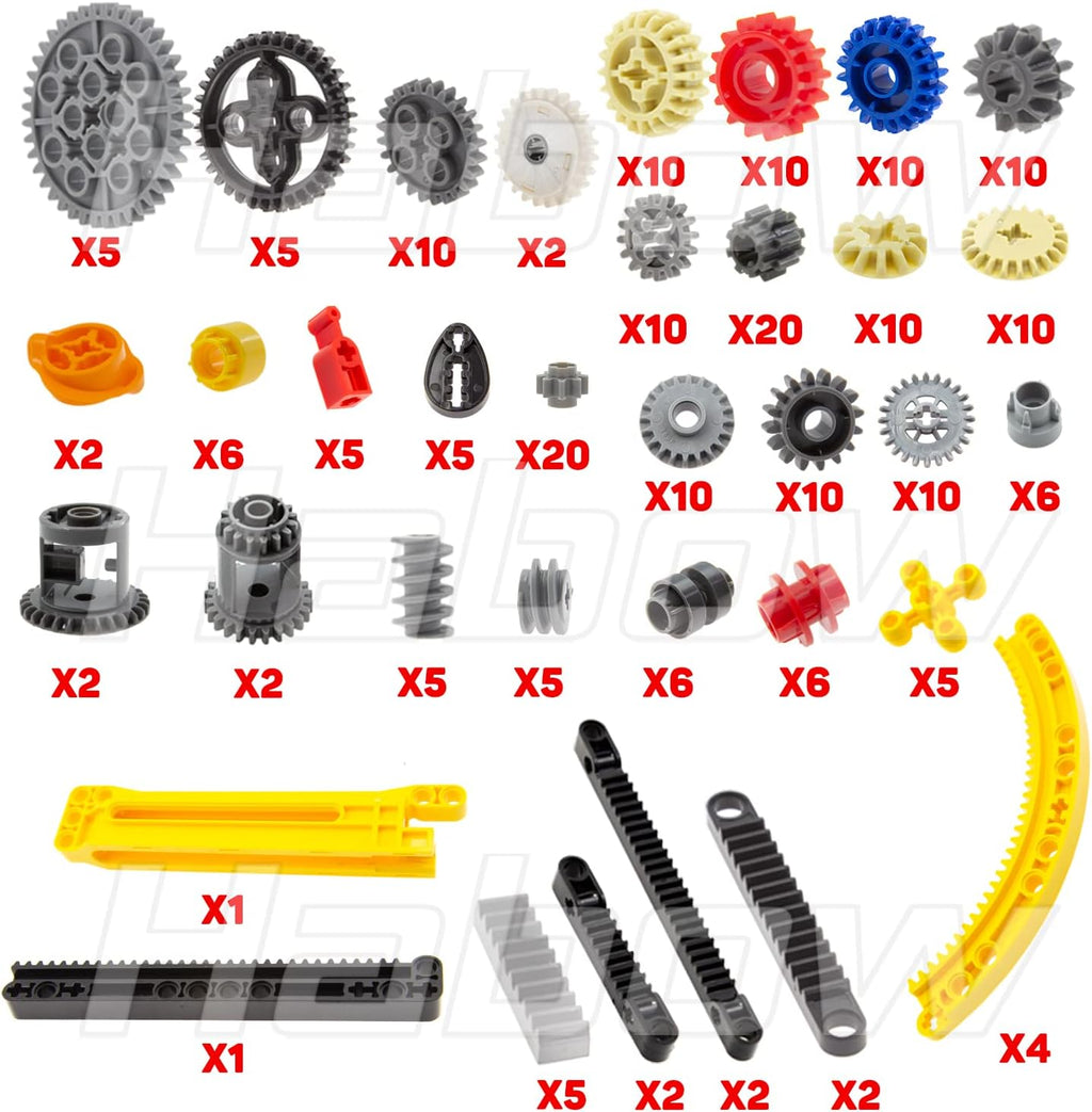 233pcs Technic Gears Axle Pin Connector Cam Worm Cogs Steering Parts Differential Engine Kit B138437