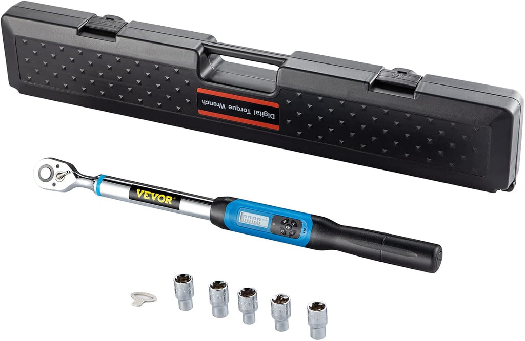 1/2 Drive Digital Torque Wrench 5-99.5 ft-lbs with Socket Set & Case L67706