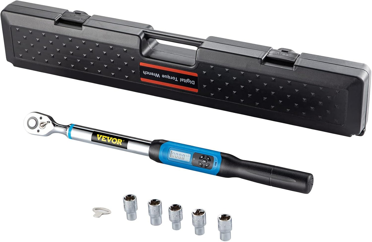 1/2 Drive Digital Torque Wrench 5-99.5 ft-lbs with Socket Set & Case L67706