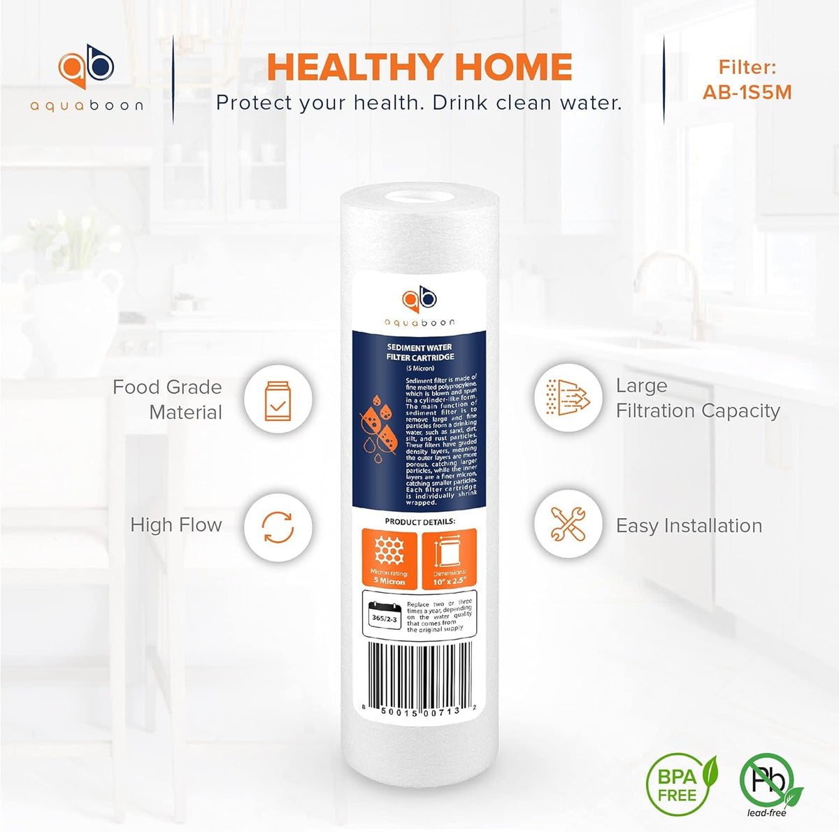 5 Micron 10 Sediment Water Filter Replacement Cartridge R5575