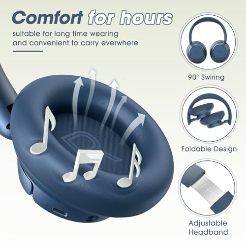 Hybrid Active Noise Cancelling Headphones with Transparent Modes, 70H Playtime Bluetooth Wireless with Mic, 3.5MM Cable, Soft Earpads, Fast Charging, Black Q29526